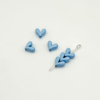 Painted V-Shaped Heart Acrylic Beads 6.7x8mm Glossy Mixed Colors 10pcs 16