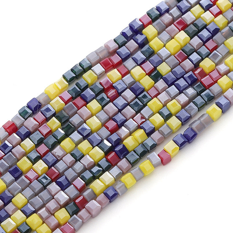 Colorful Faceted Square Seed Glass Beads 2mm 360pcs 18