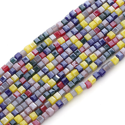 Colorful Faceted Square Seed Glass Beads 2mm 360pcs 18