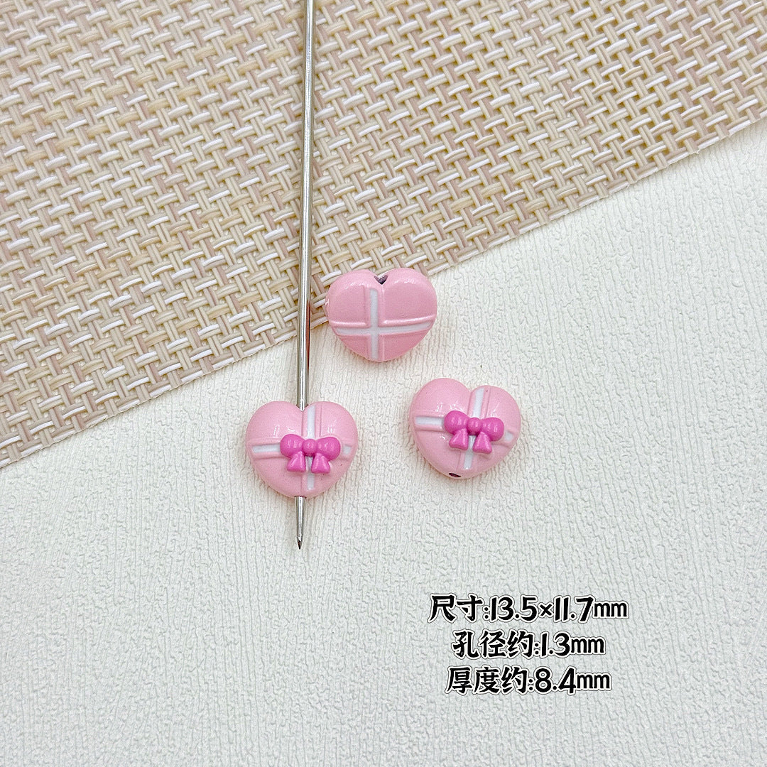 Bouquet and Heart Gift Box Metal Beads 13mm 16mm Pastel Painted 10pcs 14