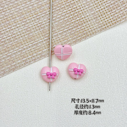Bouquet and Heart Gift Box Metal Beads 13mm 16mm Pastel Painted 10pcs 14