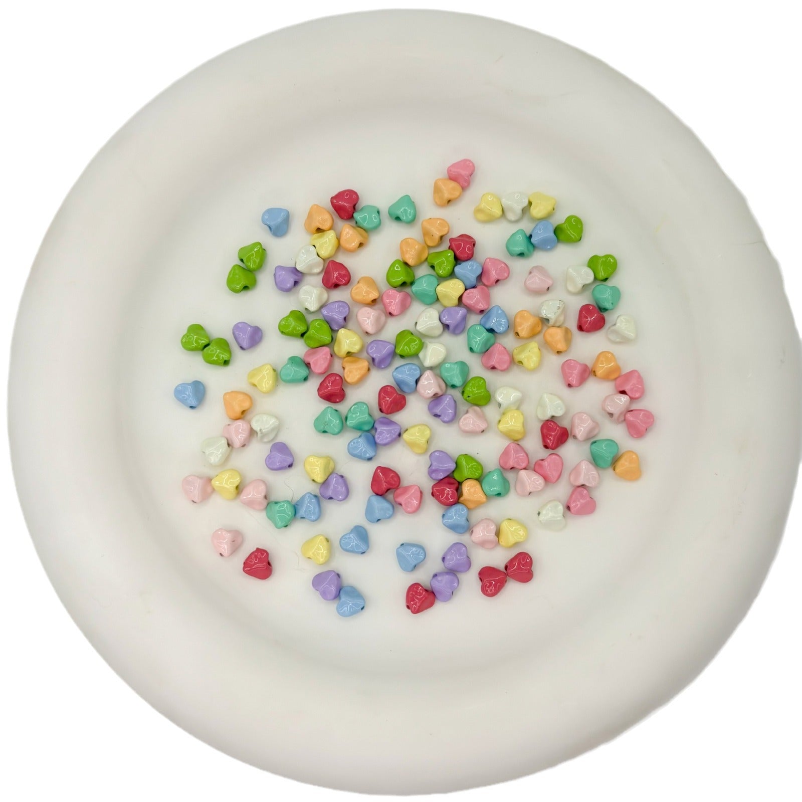 Heart Metal Beads 5mm Baking Painted Glossy Alloy 30pcs 5