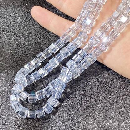 Square Transparent Glass Beads 8mm Clear Iridescent Shine 50pcs 12