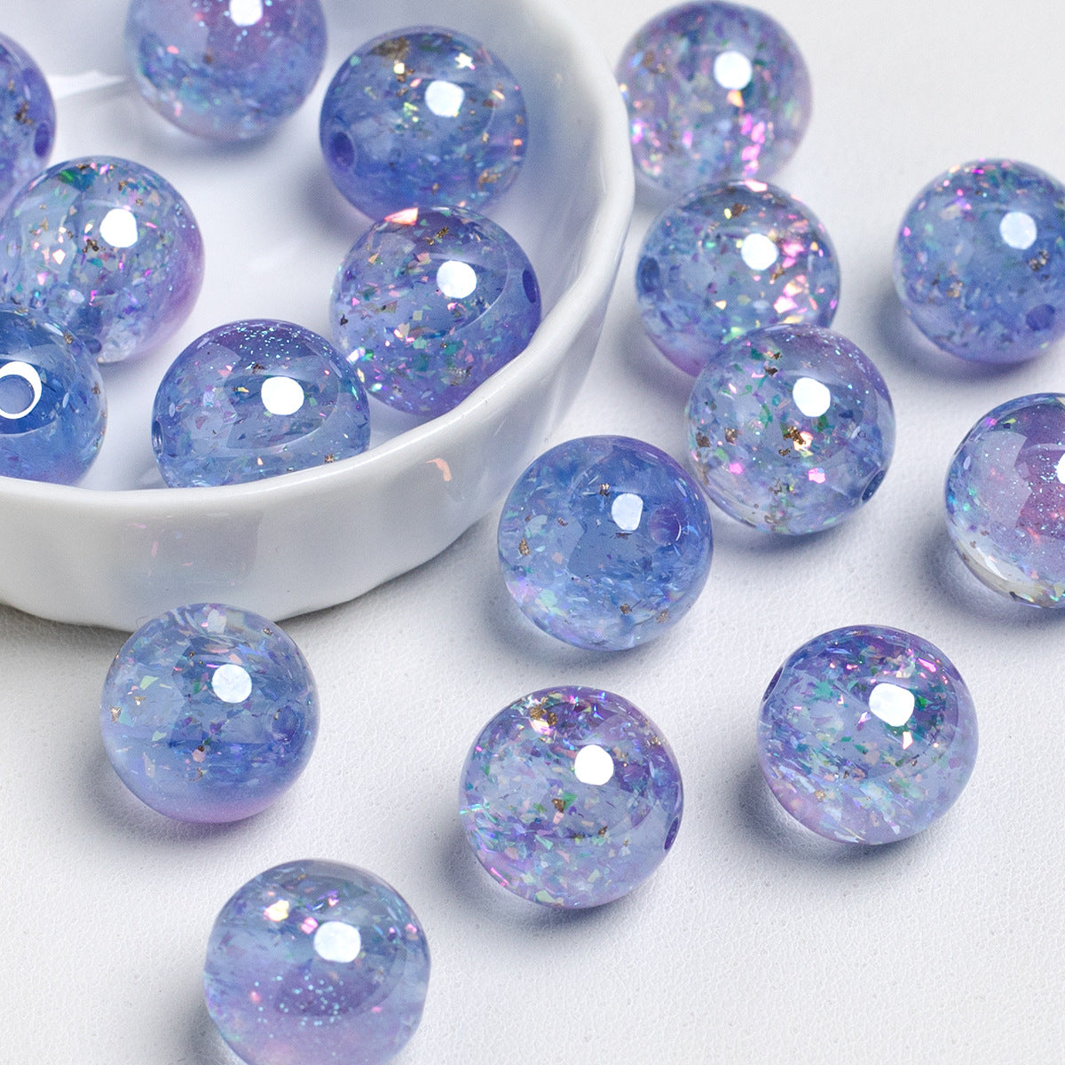 Shimmer Glitter Filled Resin Beads 16mm Round Mixed Colors 10pcs 15