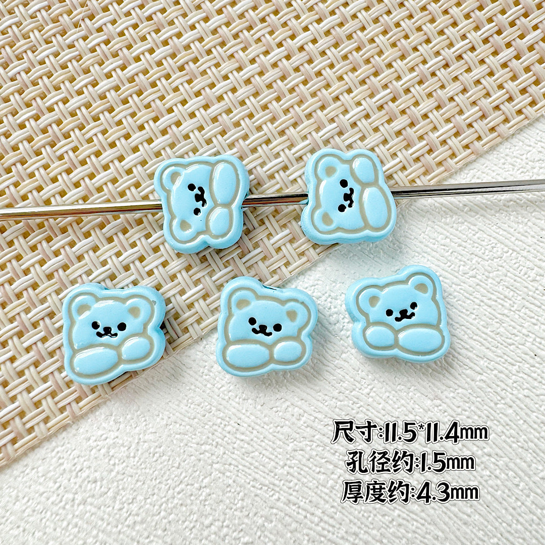 Rabbit and Bear Painted Metal Beads Glossy Finish Bulk 10pcs 17