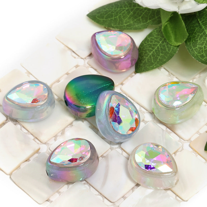 Glow Waterdrop Acrylic Beads 23x19mm Glitter Powder Glow In The Dark 25pcs 3