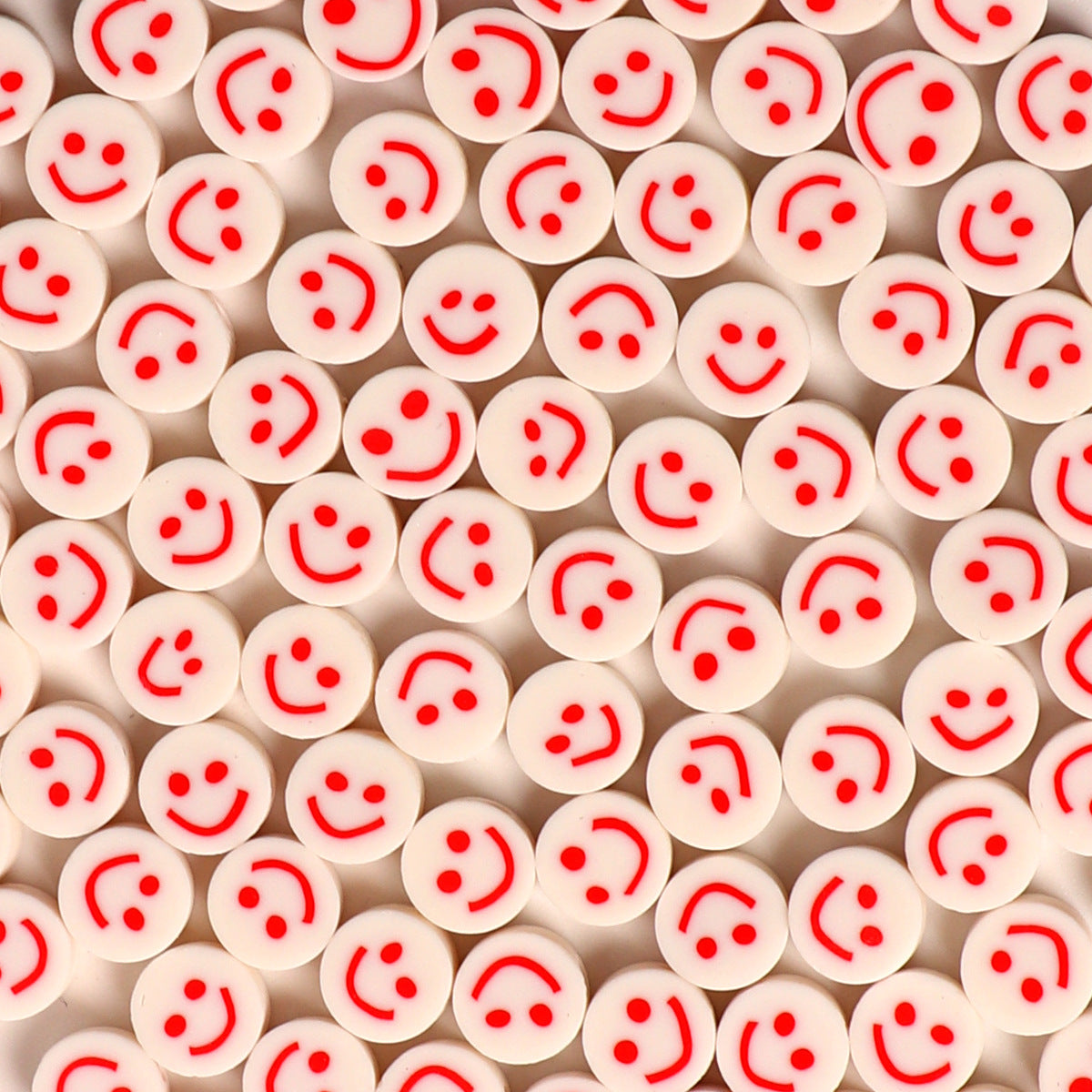Flat Clay Beads 10mm Colorful Smiley Face Polymer 100pcs 9