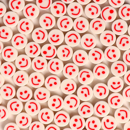 Flat Clay Beads 10mm Colorful Smiley Face Polymer 100pcs 9