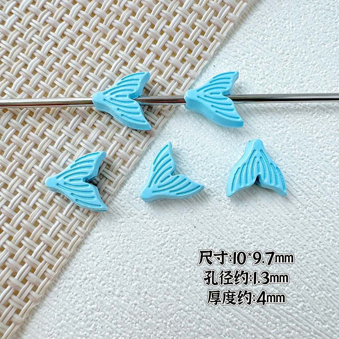Shell and Mermaid Tail Metal Beads 14mm Glossy Pastel Painted Alloy 10pcs 18