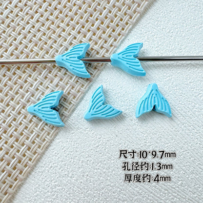 Shell and Mermaid Tail Metal Beads 14mm Glossy Pastel Painted Alloy 10pcs 18