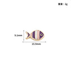 Small Fish Metal Beads 16mm Striped Enamel Gold Outline 20pcs 4