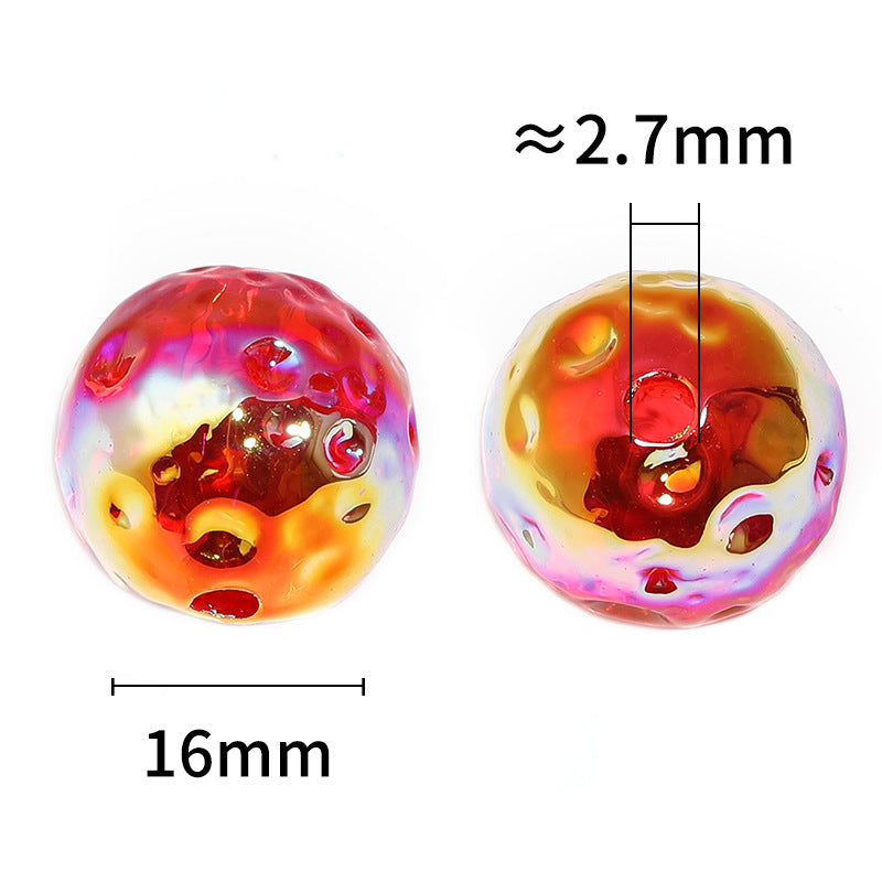 UV Plating Round Acrylic Beads 16mm Moon Like Cratered Surface 50pcs 3