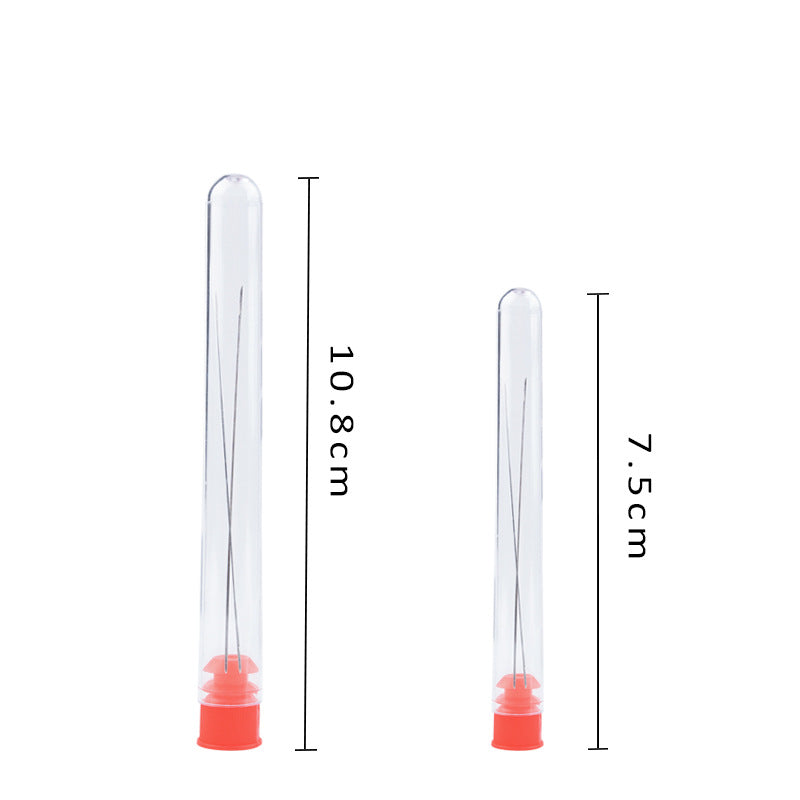 Stainless Steel Bead Needles Jewelry Tools in Clear Red Cap Bottle 5pcs 5