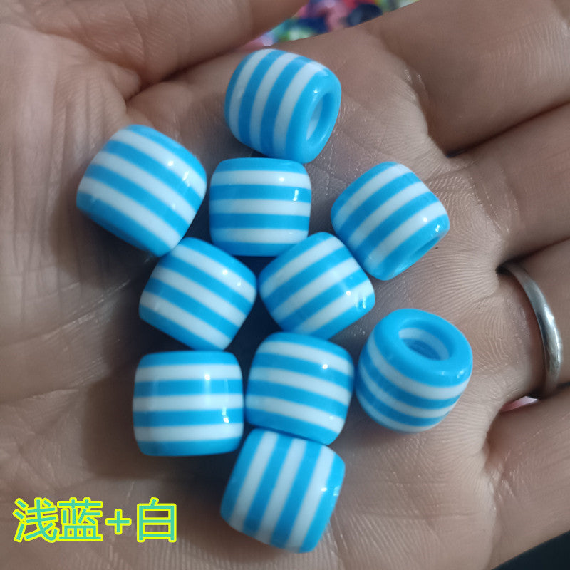 Striped Resin Beads 12mm Large Hole Multicolor Chunky 100pcs 21