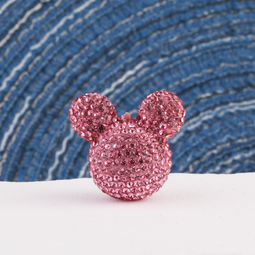 Polymer Clay Mickey Head Rhinestone Beads 17mm Full Pave 6pcs 8