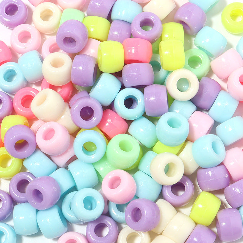 Multicolor Pony Beads Acrylic 9mm Smooth Finish 100pcs 6