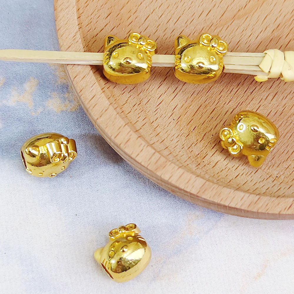 Hello Kitty Metal Beads 11mm Large Hole Alloy 10pcs 4