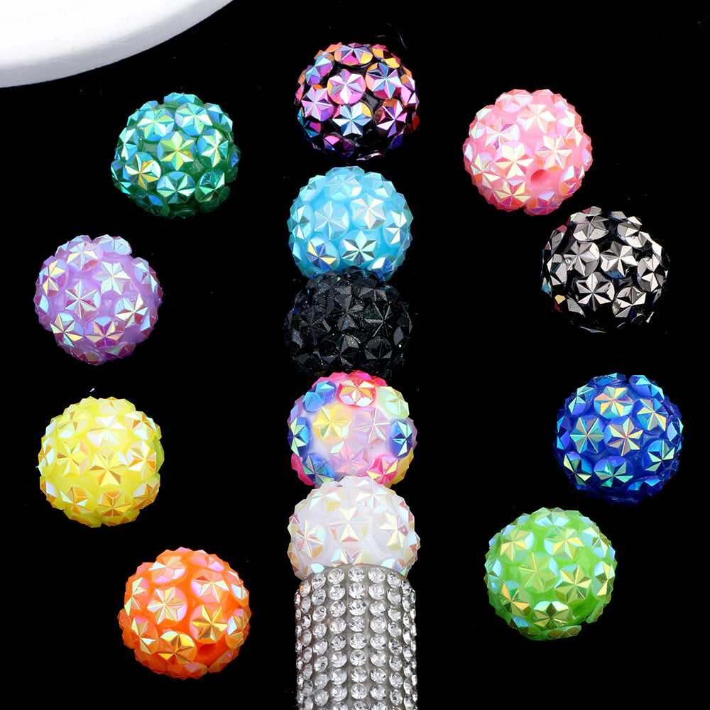 Floral Bubblegum Beads 16-20mm Frost Flower Pattern Multicolor 10pcs 3