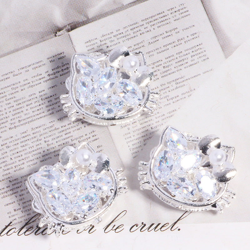 Ball Rhinestone Beads 20mm Pave Hello KT Alloy 2pcs 8