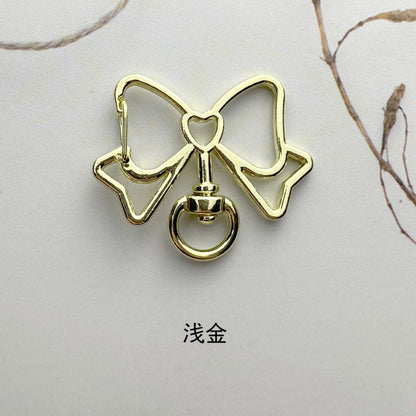 Alloy Swivel Buckle Keychain Clasps Bow Shape Heart Detail 10pcs 3