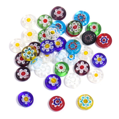 Multi Shaped Millefiori Glass Beads 7-11mm Colorful Glossy 20pcs 9