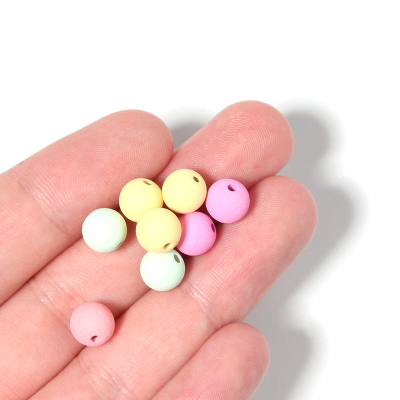 Frosted Acrylic Round Beads 6-10mm Macaron Color 100pcs 4