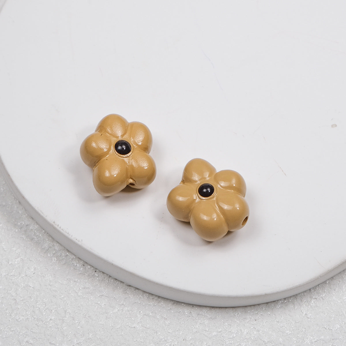 Hand Painted Irregular Flower Acrylic Beads 16mm Enamel Finish 50pcs 13