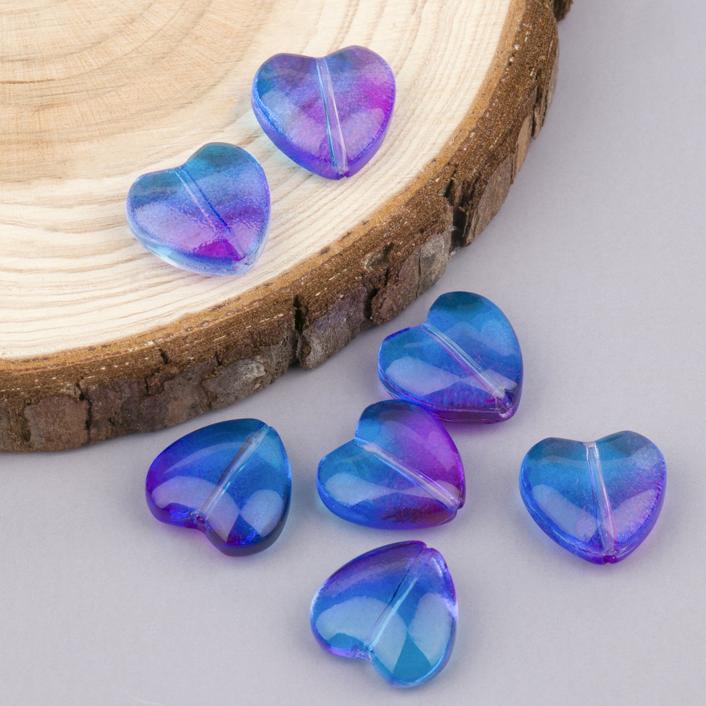 Colored Heart-Shaped Transparent Glass Beads 12mm 20pcs 13