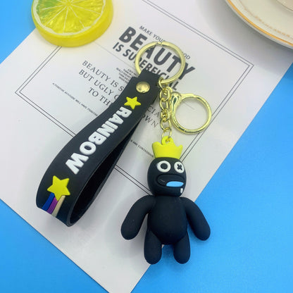 Silicone Rainbow Friends Cartoon Character Keychain with Star Strap 18