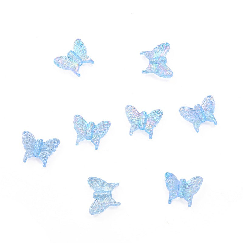 Transparent Butterfly Acrylic Beads 15x13mm Multicolor 40pcs 9