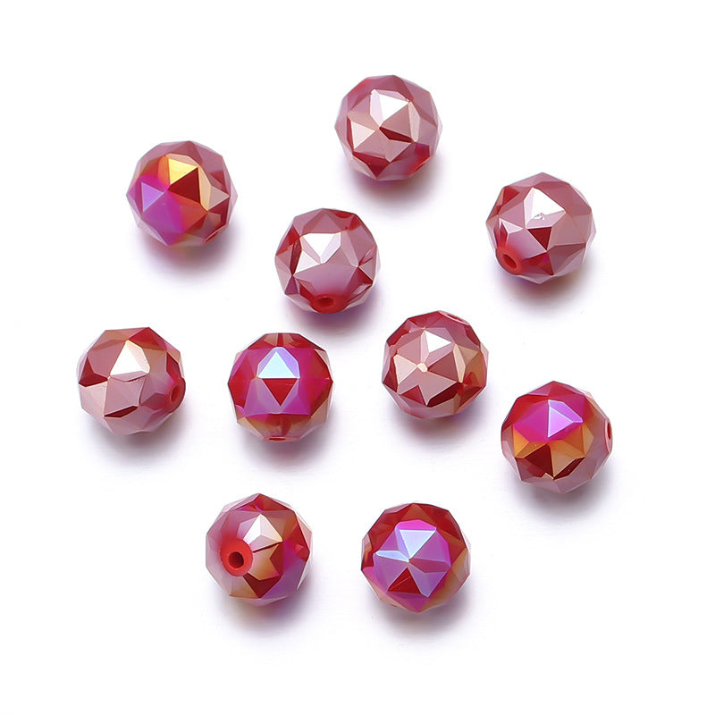 Faceted Round Glass Beads 10mm Cut Surface Multicolor 20pcs 10