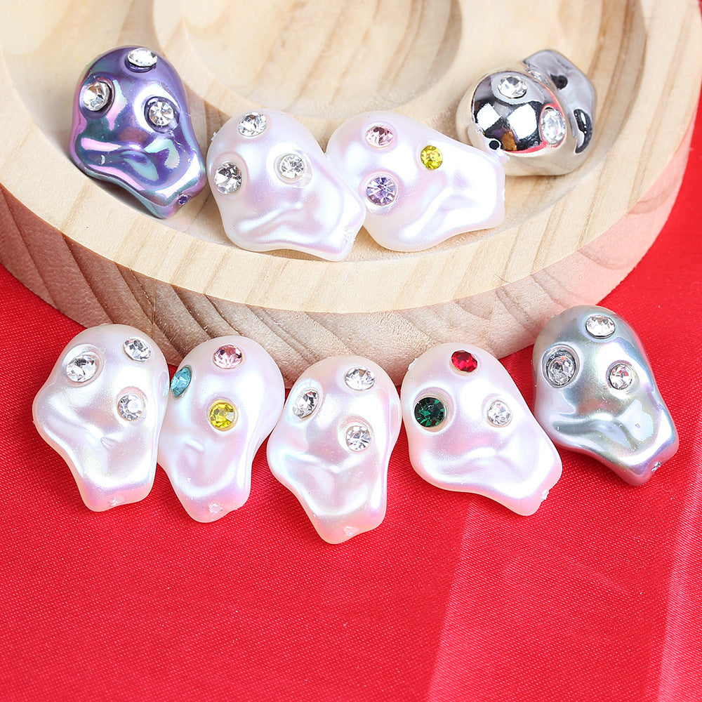 Irregular Acrylic Beads ABS Plastic Imitation Pearl Rhinestone 10pcs 3