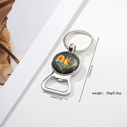 Metal Sunflower Bottle Opener Keychain Floral Design 9