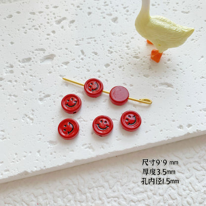 Round Metal Beads Baking Painted Smiling Chocolate Series 20pcs 36