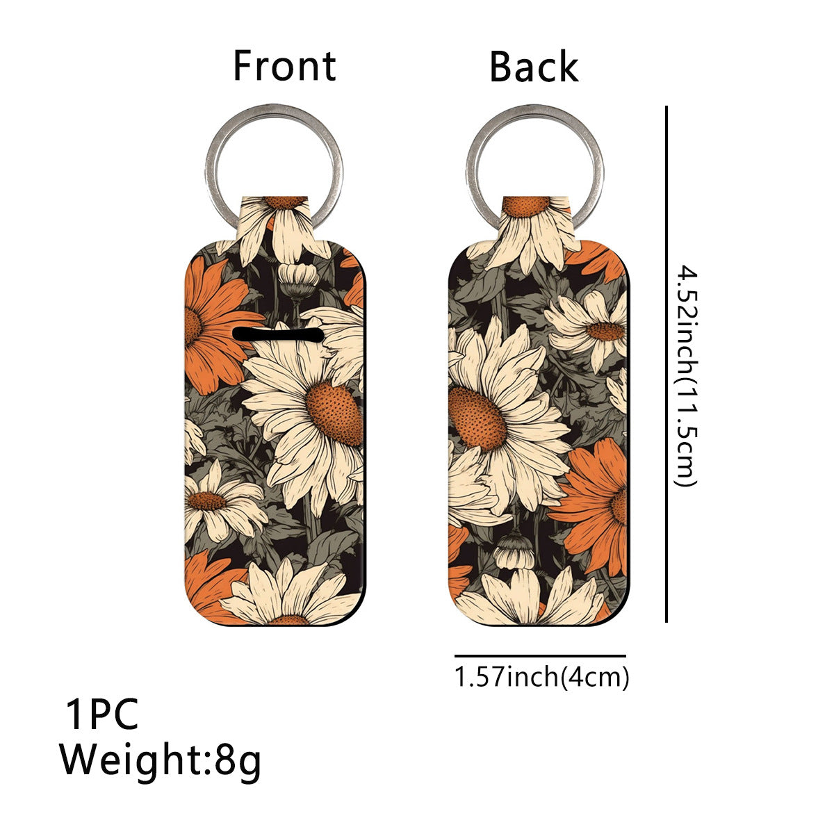 Blossom Pattern Chapstick Holder Neoprene Functional Keychain 3pcs 6