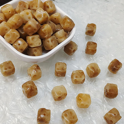 Imitation Bodhi Cube Resin Beads 12mm Chunky Rounded Dimpled 10pcs 4