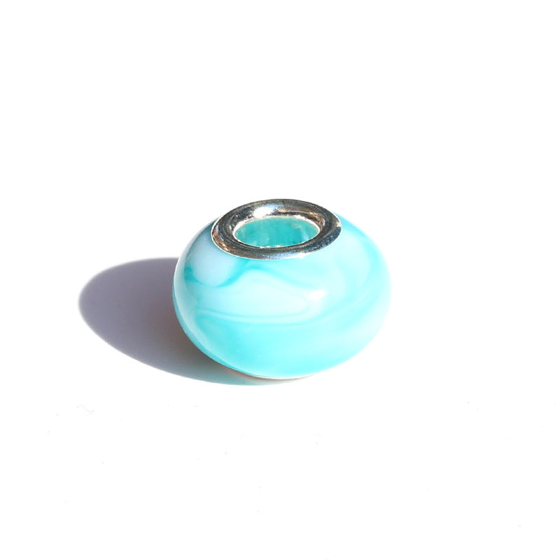 Blooming Color Marble Resin Spacer Beads 14mm Glossy Metal-Lined Hole 100pcs 11