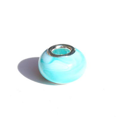Blooming Color Marble Resin Spacer Beads 14mm Glossy Metal-Lined Hole 100pcs 11