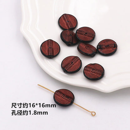 Painted Acrylic Beads Black Red Series Carved Patterns 100pcs 9