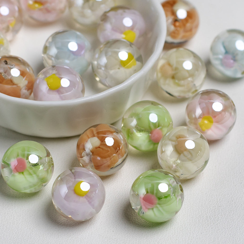 Sweet Bow Inside Resin Round Acrylic Beads 16mm 10pcs 2