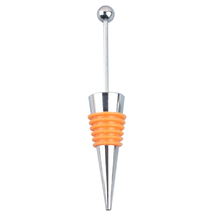Beadable Wine Stopper Aluminum Alloy Metal Ball Top Silicone Grip 5