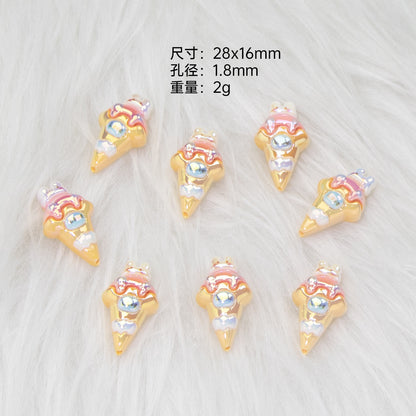 Ice Cream Dessert Resin Beads Glossy Iridescent Pastel 20pcs 11