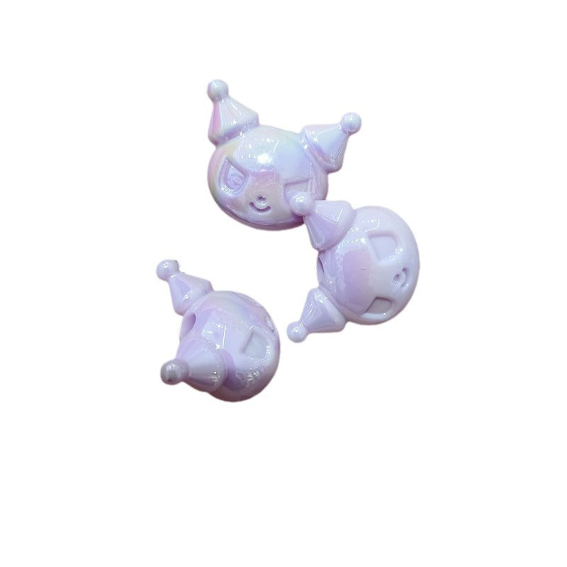UV Plating Angry My Melody Acrylic Beads 16mm Pastel Rainbow 100pcs 5
