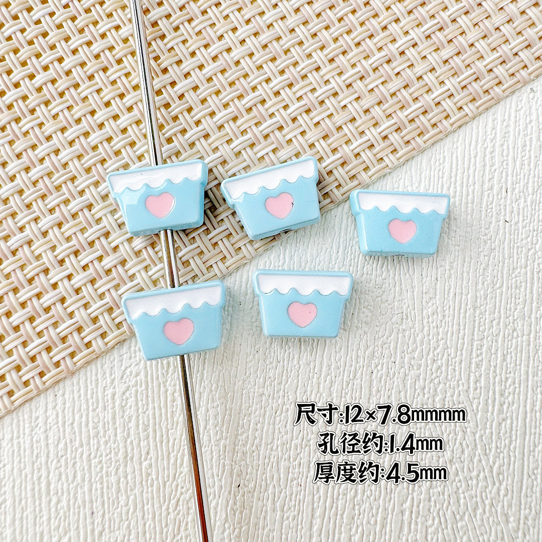 Baking Painted Teddy Bear and Flowerpot Metal Beads 15mm 10pcs 18