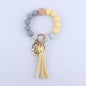 PU Leather Tassel Silicone Bead Wristlet Keychain Colorful Animal Print 14