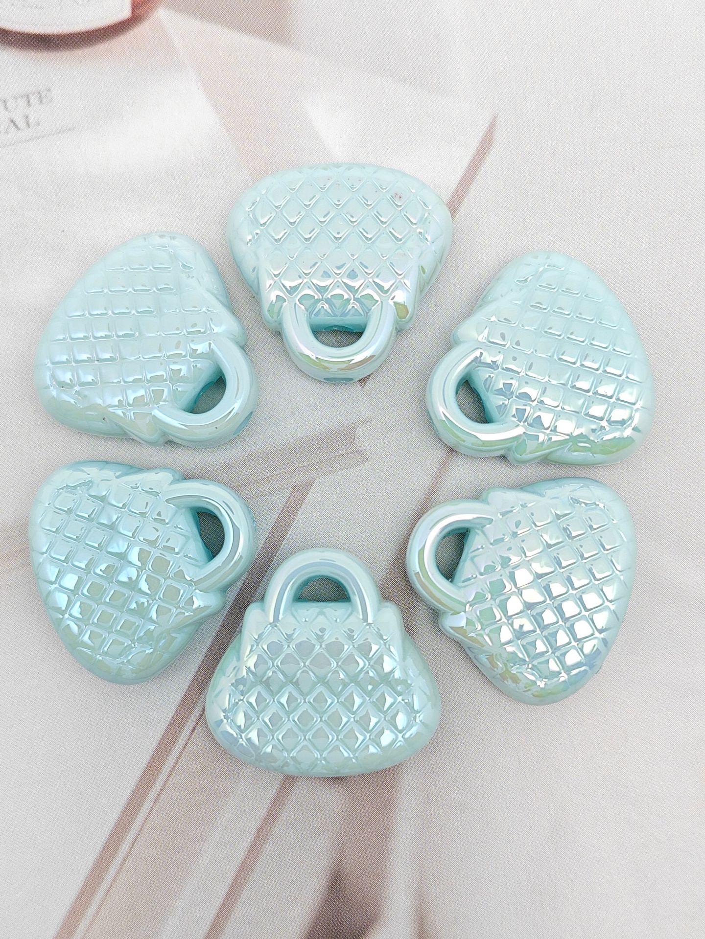 UV Plating Handbag Acrylic Beads 23x22x7mm Pastel Glossy 50pcs 8