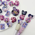 Mixed Shape Acrylic Beads Demon Hunters Printed Bold Colors 50pcs