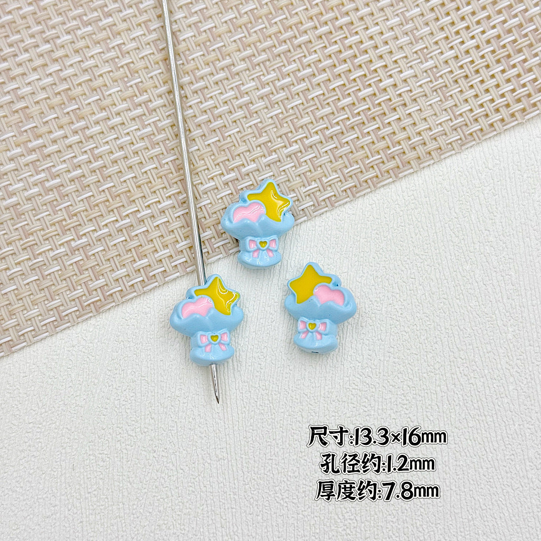 Bouquet and Heart Gift Box Metal Beads 13mm 16mm Pastel Painted 10pcs 5