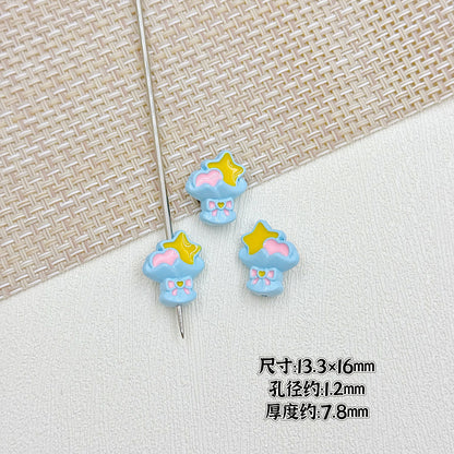 Bouquet and Heart Gift Box Metal Beads 13mm 16mm Pastel Painted 10pcs 5