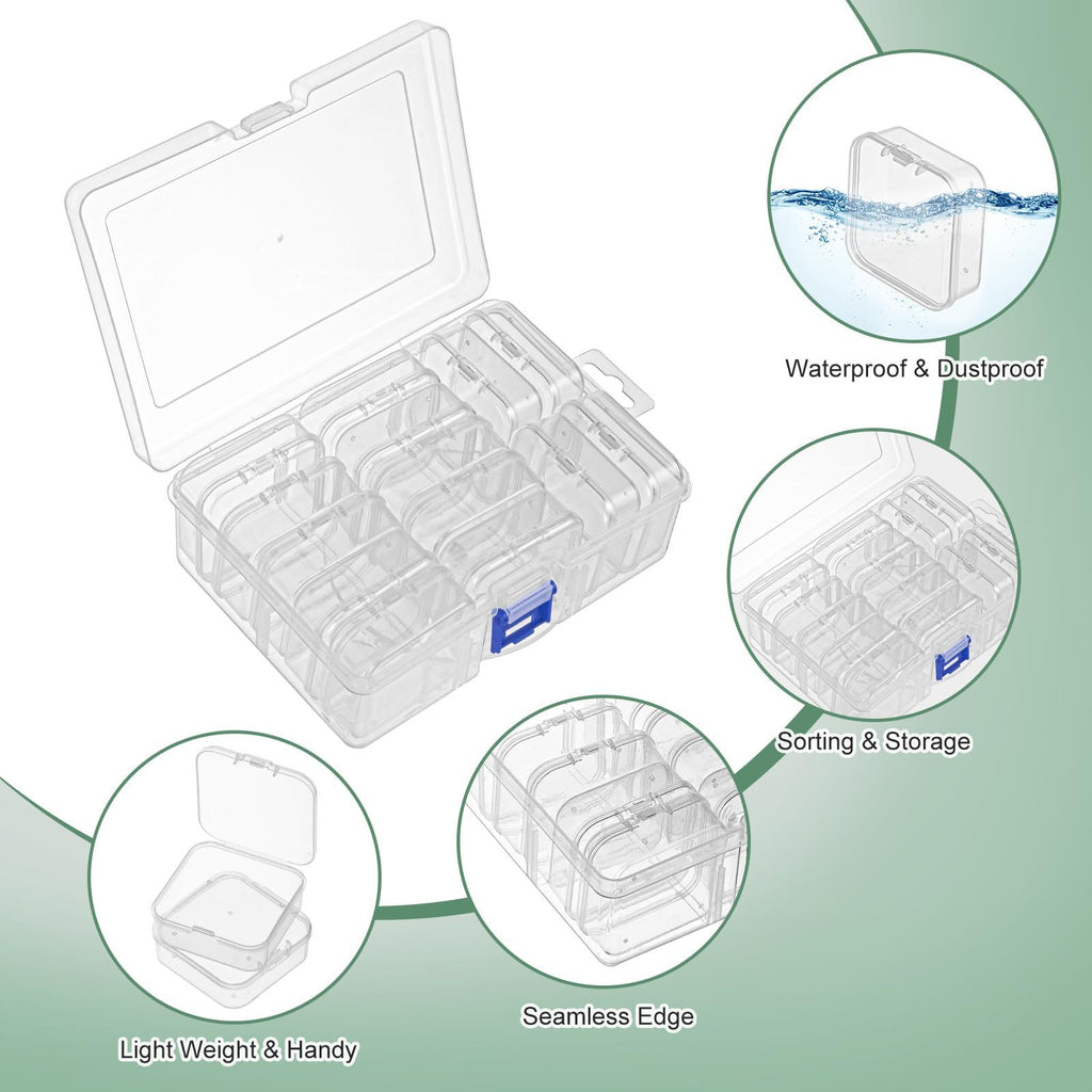 Plastic Bead Organizer Box 16.5x12x5.8cm 14 Compartments Colorful 1set 3